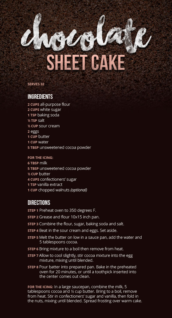 Recipe Chocolate Sheet Cake